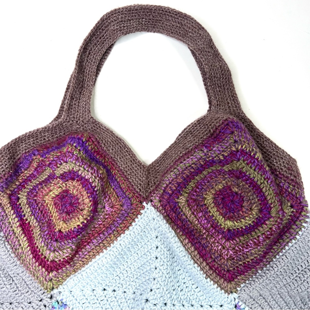 Unique Handmade Crochet Granny Square Large Tote Bag - Picture 4 of 13